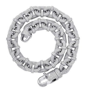 Cadena Cubana Unisex de Plata de Ley 925 con Baño de Oro Rosa y Moissanita, Estilo Hip Hop de Lujo, Calidad de Exportación, Disponible para la Venta - Product Image 1