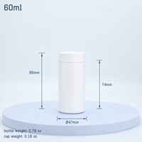 Bouteille de complément alimentaire en plastique HDPE sans BPA de 60 ml avec doublure intérieure, conteneur vide blanc pour comprimés et capsules de vitamines