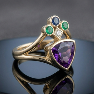 Anillo de Amatista Azul de Lujo, Plata de Ley 925, Chapado en Oro de 18K, 8g, Corte Trillón de 10mm, Precio de Fábrica al por Mayor - Product Image 3