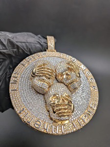 The Earth The Meek Shall Inherit Colgante de esqueleto de plata 925 con moissanita y pedrería, estilo Hiphop, joyería de dije para hombre, regalo - Product Image 5