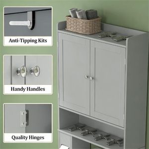 Gabinete de Almacenamiento para Baño Gris, Elegantes Estantes para Baño - Product Image 4
