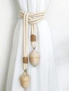 Handwoven Cotton Curtain Tie Backs: Bohemian Farmhouse Decor - Product Image 3