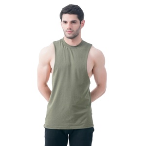 Camiseta sin mangas de entrenamiento de gimnasio de 100% algodón para hombre de marca al por mayor, chaleco transpirable informal de verano de secado rápido, camiseta tejida de punto - Product Image 1