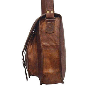 กระเป๋าหนังแท้ SALVA LEATHER แบบสะพายข้าง สีน้ำตาลทรงอานม้า พร้อมตัวล็อคแบบหัวเข็มขัด กระเป๋าสะพายไหล่สำหรับทุกเพศ ความจุปรับแต่งได้ - Product Image 4