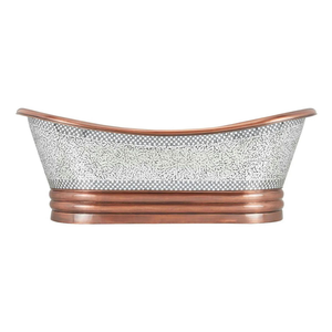 Baignoire élégante en cuivre avec un magnifique incrustation de mosaïque argentée et une base sur socle, disponible à prix de gros. - Product Image 2