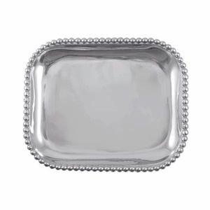 Luxury Gold Brass Rectangular Tray with Crystal Accents Scalloped Edge Decorative Serving Platter <b>Vanity</b> Jewelry Home Display - Product Image 1