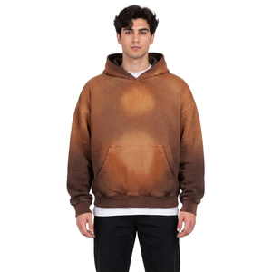 Men's Vintage Acid Wash Hoodie Gradient Color Pullover Sweatshirt Casual Long Sleeve <b>Winter</b> 100% Cotton <b>Fleece</b> Oversized - Product Image 1