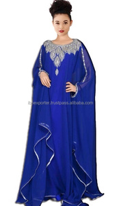 Kaftan de estilo suelto azul real con cuentas de último diseño que funcionan en la parte delantera de alta demanda en Oriente Medio - Product Image 2