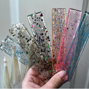 Marcapáginas de resina más popular con diseño de estrella brillante y purpurina blanca, marcapáginas de resina para lectura de historias, soporte para páginas de libros - Product Image 2