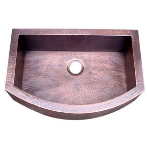 Fregadero de cocina de cobre martillado hecho a mano, estilo rústico, de un solo tazón, con delantal frontal, para empotrar, de lujo, para preparación de alimentos y lavado. - Product Image 2