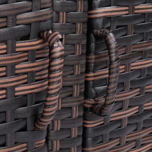 Brown Gradient Rattan <b>Locker</b> with Iron Frame Double Door <b>Storage</b> Unit - Product Image 4