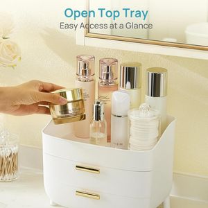 3-Tier Large <b>Cosmetic</b> <b>Storage</b> <b>Box</b> Case Dresser Makeup Organizer with Drawers for Vanity Bathroom Countertop - Product Image 3