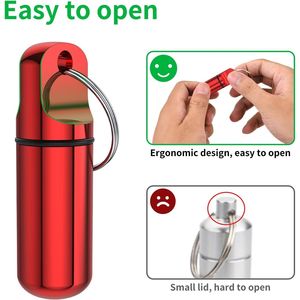 Small Portable Keychain Pill <b>Box</b> 4-Pack <b>Mini</b> Metal Case Aluminum Alloy Medicine Organizer for Easy Medication <b>Storage</b> - Product Image 4