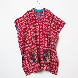 Vintage Cotton Gudri Cotton Handmade <b>Kantha</b> Quilted Kaftan Robe Boho Breathable Eco-Friendly Kaftan Dresses with Pocket - Product Image 1