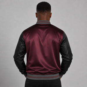 Blousons en satin pour hommes à boutons recouverts, vente en gros, nouveaux blousons Letterman en satin grande taille pour hommes, vêtements pour hommes - Product Image 3