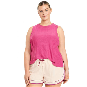 เสื้อกล้ามผู้หญิงคุณภาพสูง ทรงหลวม แห้งเร็ว ผลิตจากโพลีเอสเตอร์ 100% ระบายอากาศได้ดี เหมาะสำหรับออกกำลังกายและโยคะ - Product Image 1