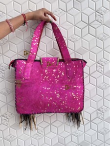 Sac à main à franges en cuir de fourrure métallique véritable pour femmes élégant sac à main de vente chaude cheveux sur les sacs d'utilisation des femmes bohèmes - Product Image 4