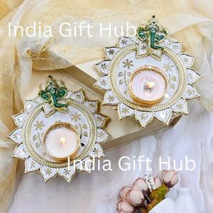 Élégant Porte-Bougie Chauffe-Plat en Bois Ganesha pour Décoration d'Intérieur, Décoration de Noël et de Fêtes, Chandelier Décoratif pour la Maison - Product Image 5