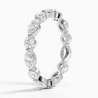 Bague éternelle en argent 925 plaqué or avec moissanite taille marquise, alliance de mariage superposable, cadeau d'anniversaire de luxe, bijoux raffinés