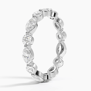 Bague éternelle en argent 925 plaqué or avec moissanite taille marquise, alliance de mariage superposable, cadeau d'anniversaire de luxe, bijoux raffinés - Product Image 2