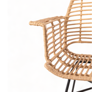 Silla de Diseño Minimalista con Mimbre y Metal, Silla de Comedor Tejida a Mano con Material Resistente para Decoración del Hogar - Product Image 4