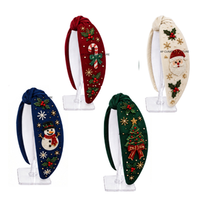 Diadema Navideña de Terciopelo con Cuentas Hecha a Mano para Mujeres y Niñas, Personalizada con Santa, Muñeco de Nieve, Árbol, Bastón de Caramelo, Accesorios para Fiestas - Product Image 6