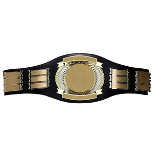 Cinturón de Campeonato de Lucha Libre Estilo Champion Negro y Dorado, de Latón y Cuero PU Ecológico, Personalizable, para Ganadores de Combates de Artes Marciales - Product Image 1