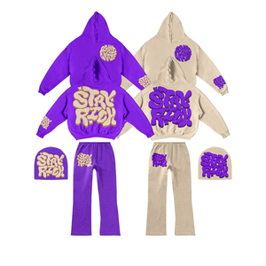 Conjunto de Chándal Personalizado de Alta Calidad para Hombre, Sudadera con Capucha y Estampado Gráfico, Pantalones Deportivos Anchos, Conjunto Unisex de Ropa Urbana con Estampado Puff - Product Image 1