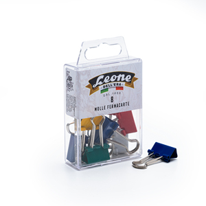 High quality 8 pieces hanging box of 19 mm. mixed colored hardened carbon steel binder clips for office supplies