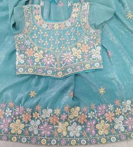 Tela Frendi para Ropa Infantil, Choli Daman, Material para Vestido Tradicional Indio, Textil Decorativo para Niñas, Ropa Étnica Festiva - Product Image 2