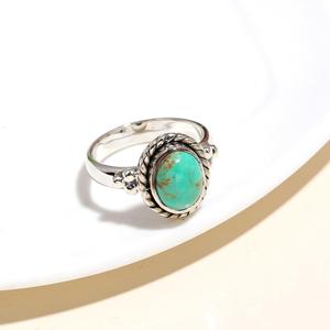 Factory Wholesale Natural Arizona <b>Turquoise</b> <b>Ring</b> 925 Sterling Silver Handcrafted Gemstone Oval Shape Bohemian Statement Jewelry - Product Image 3