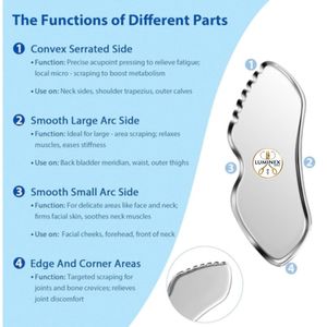 Juego de 2 herramientas faciales de acero inoxidable para raspado Gua Sha, herramientas de masaje corporal y facial, juego GuaSha para rostro, cuello y piel. - Product Image 3