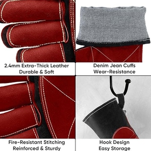 Guantes de Soldadura de Cuero Vacuno de Palma Completa, Resistentes al Fuego, de Alta Resistencia, para Protección de Manos en la Industria y Barbacoa - Product Image 3