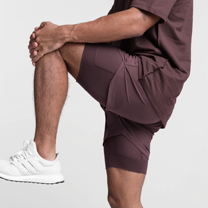 <b>Men</b> <b>Compression</b> <b>Shorts</b> Mid Waist Elastic Quick Dry Solid Spandex Polyester Sporty Bermuda Style With Pockets - Product Image 1