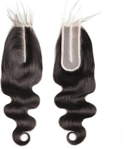Brazilian Body Wave Lace Closure 2/6 <b>Human</b> Hair <b>Wig</b> Natural Color Tape In Hairpiece for Women - Product Image 1