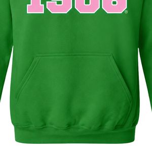 Sudadera con Capucha AKA Forest Green 1908 Crest, Gráfico de Escudo Rosa y Verde, Sudadera de Forro Polar Unisex, Ropa de Hermandad Griega, OEM ODM - Product Image 3