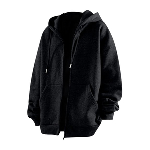 Sweat à capuche zippé personnalisé pour homme, grande taille, mode décontractée, automne, manches longues, polaire chaude, streetwear - Product Image 4