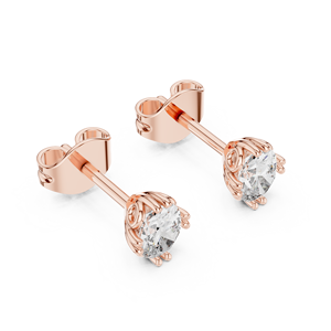 Pendientes de Diamantes Ovalados Cultivados en Laboratorio de 5.00x4.00mm (0.75ct en Total) en Oro de 14K / 18K / 22K y Platino – Engaste Clásico Collet - Product Image 2