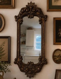 Large Vintage Italian Rococo or Baroque Style Gold Oval Wall Mirror - Product Image 2
