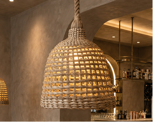 Lámpara Colgante de Ratán Tejido Natural Moderno KOTTRAVAI, Forma de Campana, Iluminación Ambiental Cálida para Cafetería, Restaurante, Sala de Estar - Product Image 1