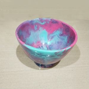 Bol en résine rose tourbillonnant, inspiré de l'art moderne, fait main, petit plat décoratif en acrylique, design translucide marbré pour bijoux - Product Image 4