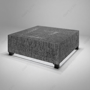 Mesa de Centro Cuadrada con Incrustaciones de Hueso Blanco y Negro, Patrón Geométrico Lineal, Hecha a Mano, Moderna, para Sala de Estar Contemporánea - Product Image 2