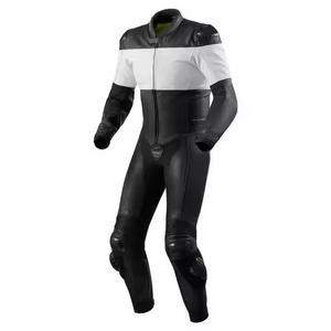 Combinaison de moto en cuir à manches longues pour homme, coupe-vent, toutes saisons, avec blocs de couleur, veste de protection - Product Image 1