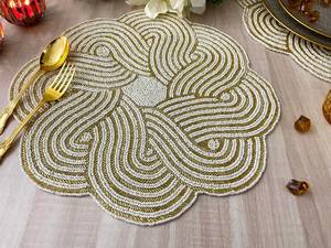 Set de table en polyester et coton fait main, motif bohème perlé, écologique, diamètre 300 mm, pour Noël et le Nouvel An - Product Image 2