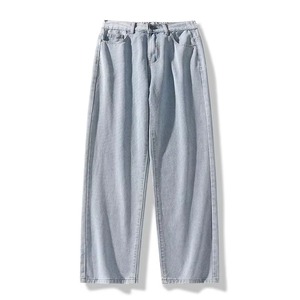 Jean mi-long délavé couleur unie clair personnalisé pour homme – Coupe ample, style rétro, jambes larges, denim baggy tendance - Product Image 5