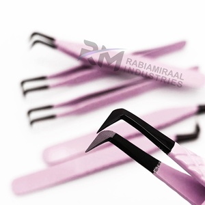RMI กรรไกรตัดขนตาและที่คีบขนตา/สีดำสีพลาสม่าและผงสีชมพูเคลือบสี/เพชรจับและแหนบปลายไฟเบอร์ - Product Image 3