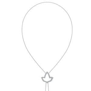Silver Bolo Lariat <b>Necklace</b> with Bird Shape Pendant <b>Long</b> Double Drop Chain Multicolor Bead Ends Elegant Women Fashion Jewelry - Product Image 3