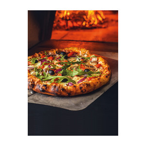 Pala para pizza con mango de madera y hoja de acero inoxidable para uso en horno de pizza - Product Image 3