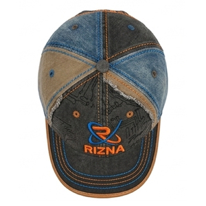 Gorra de Béisbol RIZNA de Mezclilla Twill, 6 Paneles, Ajustable, Unisex, Estilo Casual Vintage, Lavada, con Logotipo Bordado en 3D en el Panel Frontal, Azul, Algodón, Metal - Product Image 3