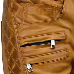 Men's Brown PU Coated <b>Cargo</b> <b>Pants</b> Straight Fit Multiple Pockets High Waist Moto Biker Style Autumn Wear - Product Image 4